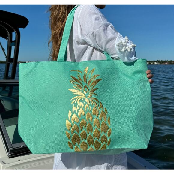 Beach Bag Tote, Pinneaple Beach Bags Pool Bag Shoulder Travel Tote - Picture 3 of 7